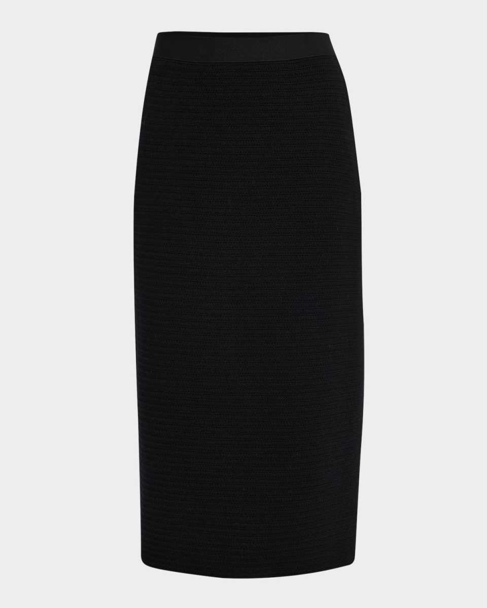 Wool-Cotton Knit Midi Pencil Skirt